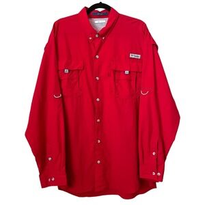 Columbia PFG Shirt Mens XL Red Bahama Omni Shade Fishing Vent Sun Protection